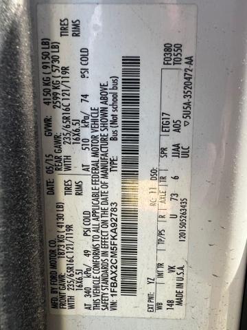 Photo 10 from auction – 2015 FORD TRANSIT T- with VIN 1FBAX2CM5FKA92783