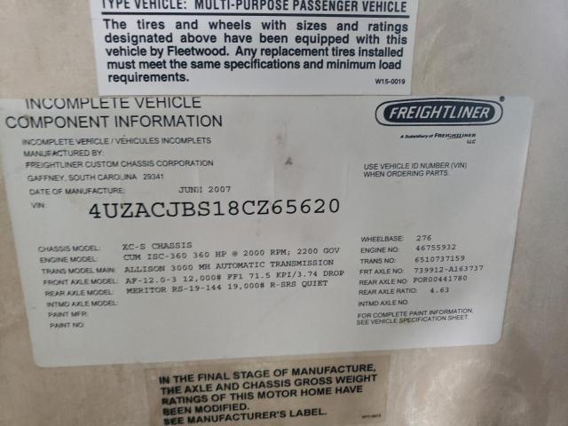 Photo 10 from auction – 2008 FREIGHTLINER CHASSIS X with VIN 4UZACJBS18CZ65620