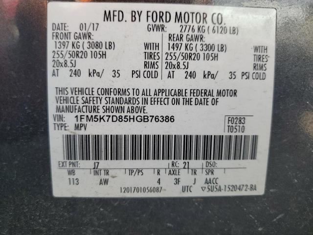 Photo 14 from auction – 2017 FORD EXPLORER XLT with VIN 1FM5K7D85HGB76386