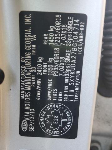 Photo 14 from auction – 2011 KIA SORENTO EX with VIN 5XYKUDA27BG104714
