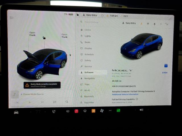 Photo 9 from auction – 2021 TESLA MODEL Y with VIN 5YJYGDEE0MF284375