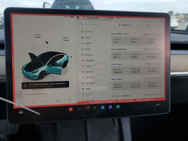 Photo 9 from auction – 2022 TESLA MODEL 3 with VIN 5YJ3E1EA2NF302078