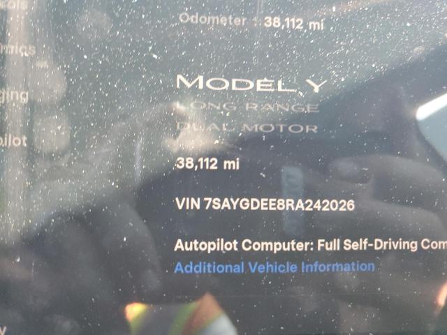 Photo 9 from auction – 2024 TESLA MODEL Y with VIN 7SAYGDEE8RA242026