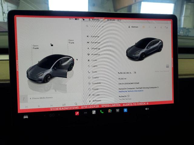 Photo 9 from auction – 2022 TESLA MODEL 3 with VIN 5YJ3E1EA0NF372145