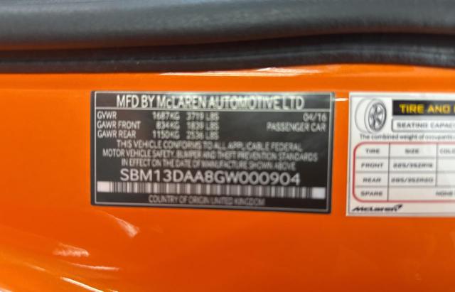 Photo 10 from auction – 2016 MCLA 570S with VIN SBM13DAA8GW000904