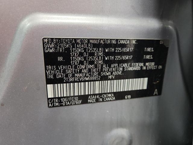 Photo 14 from auction – 2017 TOYOTA RAV4 XLE with VIN 2T3RFREV6HW688852