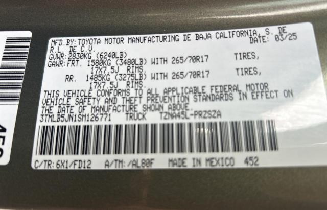Photo 10 from auction – 2025 TOYOTA TACOMA DOU with VIN 3TMLB5JN1SM126771