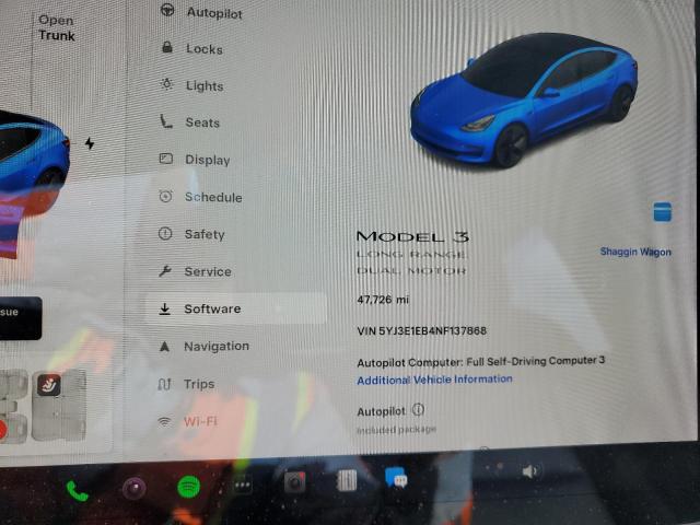 Photo 9 from auction – 2022 TESLA MODEL 3 with VIN 5YJ3E1EB4NF137868