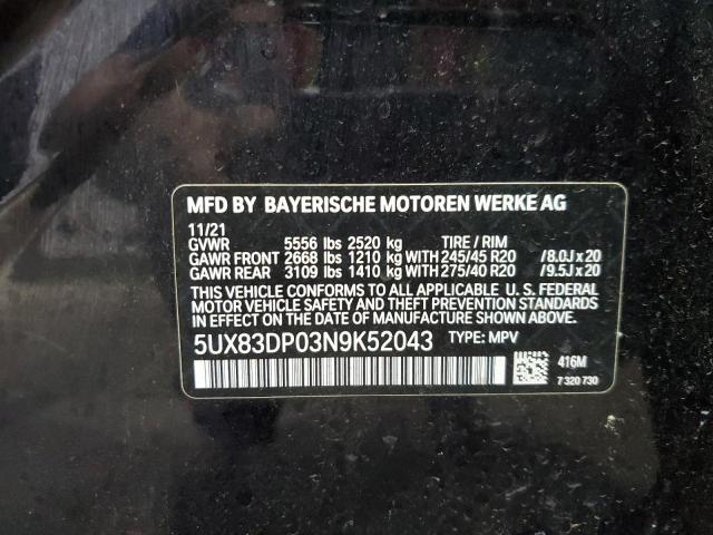 Zdjęcie 14 z aukcji – 2022 BMW X3 M40I z VIN 5UX83DP03N9K52043
