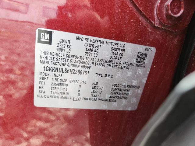 Photo 14 from auction – 2017 GMC ACADIA SLT with VIN 1GKKNULS6HZ306761