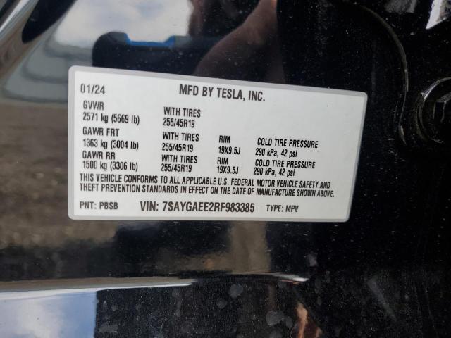 Photo 14 from auction – 2024 TESLA MODEL Y with VIN 7SAYGAEE2RF983385