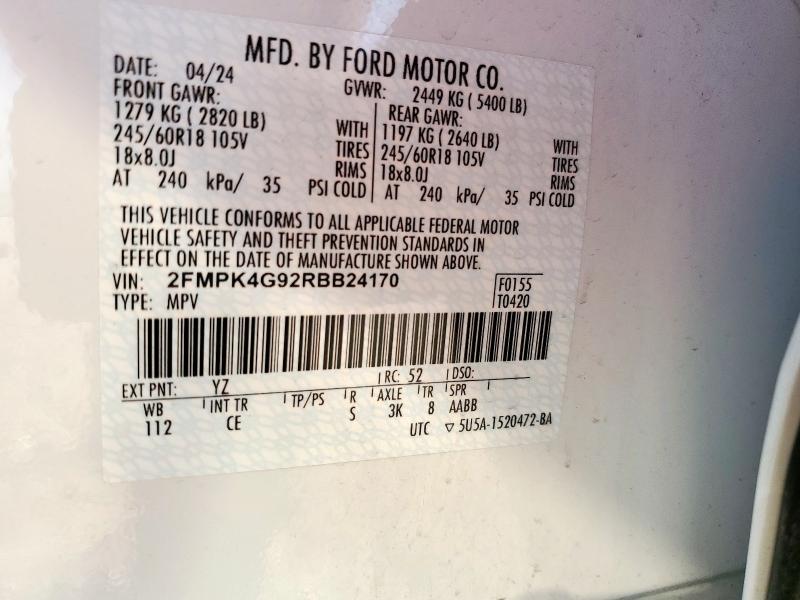 Photo 14 from auction – 2024 FORD EDGE SE with VIN 2FMPK4G92RBB24170