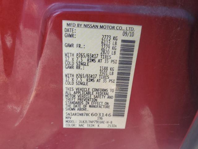 Photo 14 from auction – 2011 NISSAN PATHFINDER with VIN 5N1AR1NB7BC603146