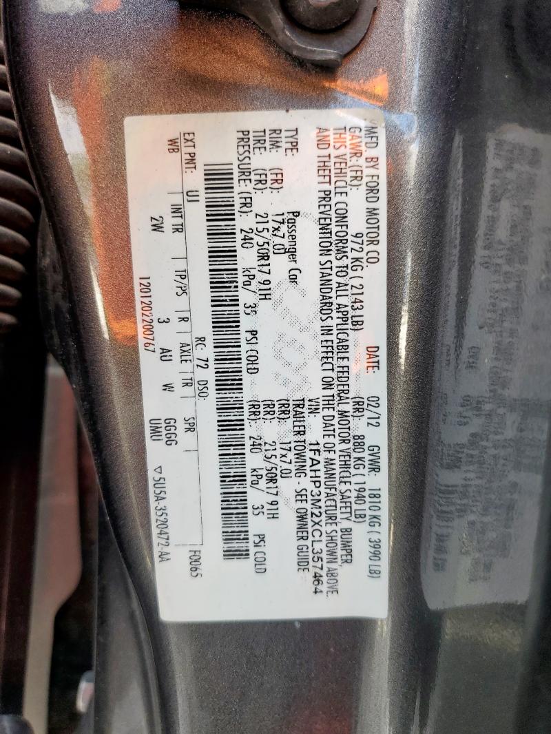 Photo 14 from auction – 2012 FORD FOCUS SEL with VIN 1FAHP3M2XCL357464