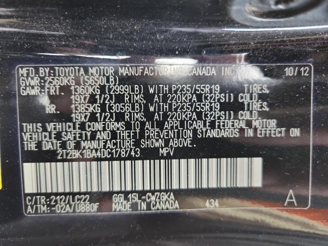 Photo 14 from auction – 2013 LEXUS RX 350 BAS with VIN 2T2BK1BA4DC178743