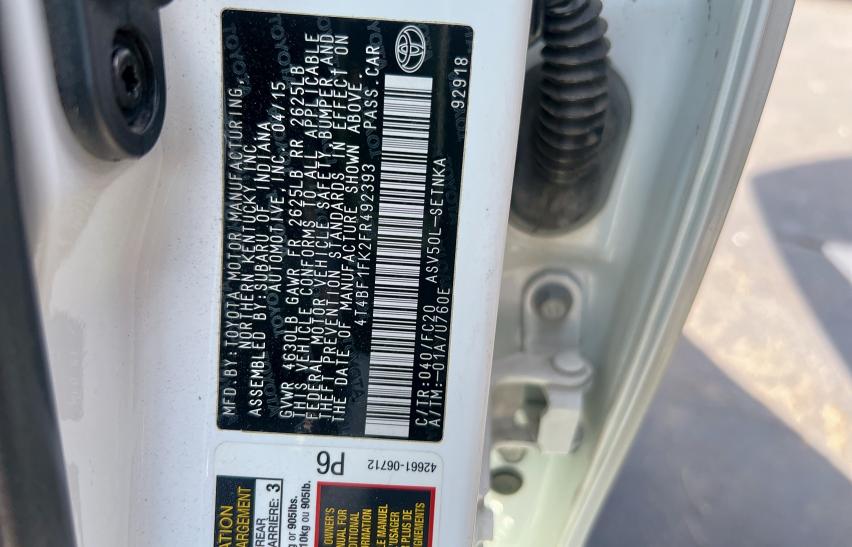 Photo 10 from auction – 2015 TOYT CAMRY LE with VIN 4T4BF1FK2FR492393
