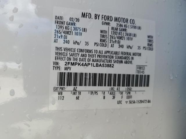 Photo 14 from auction – 2020 FORD EDGE ST with VIN 2FMPK4AP1LBA53882