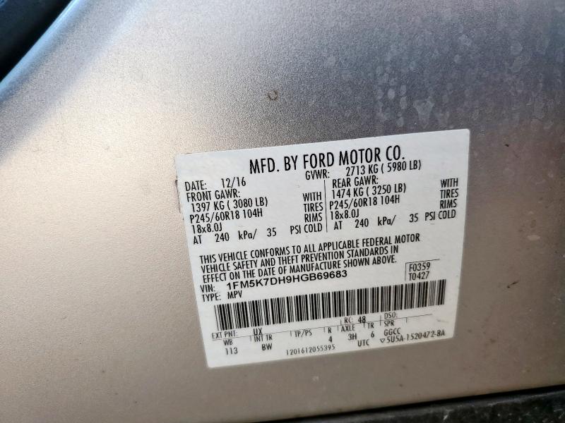Photo 14 from auction – 2017 FORD EXPLORER with VIN 1FM5K7DH9HGB69683