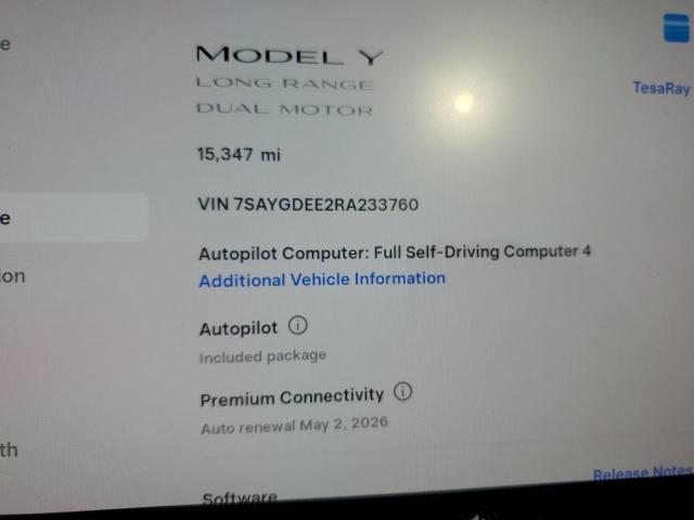 Photo 9 from auction – 2024 TESLA MODEL Y with VIN 7SAYGDEE2RA233760