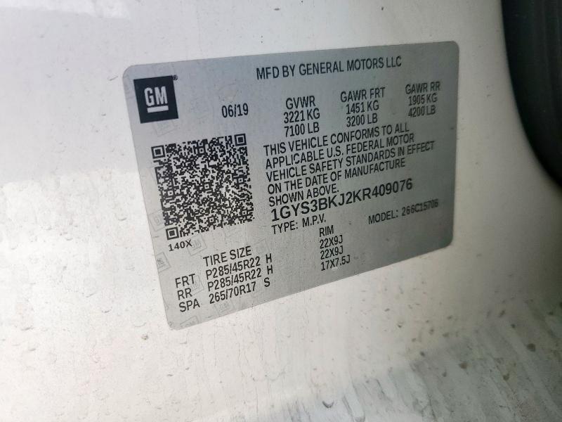 Photo 14 from auction – 2019 CADILLAC ESCALADE L with VIN 1GYS3BKJ2KR409076