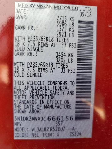Photo 14 from auction – 2018 NISSAN PATHFINDER with VIN 5N1DR2MNXJC666156