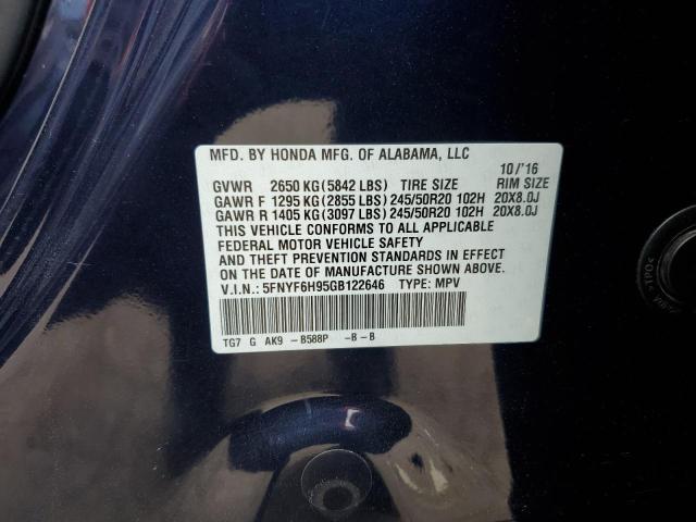 Photo 14 from auction – 2016 HONDA PILOT TOUR with VIN 5FNYF6H95GB122646