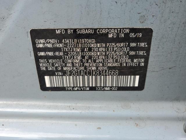 Photo 14 from auction – 2019 SUBARU CROSSTREK with VIN JF2GTACC1K8344668
