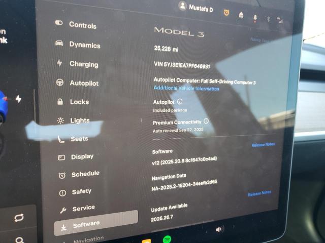Photo 9 from auction – 2023 TESLA MODEL 3 with VIN 5YJ3E1EA7PF646931