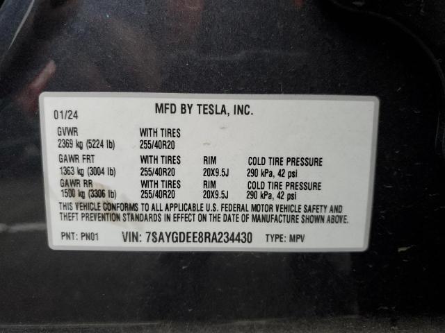 Photo 14 from auction – 2024 TESLA MODEL Y with VIN 7SAYGDEE8RA234430