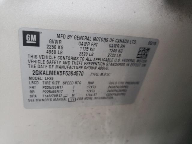 Photo 14 from auction – 2015 GMC TERRAIN SLE with VIN 2GKALMEK5F6384570