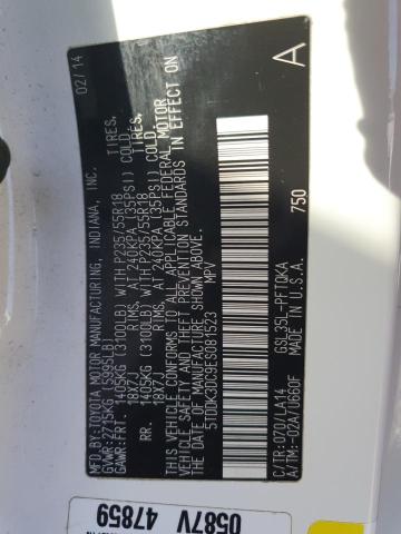 Photo 14 from auction – 2014 TOYOTA SIENNA XLE with VIN 5TDDK3DC9ES081523