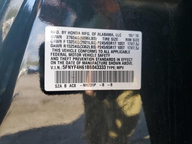 Photo 14 from auction – 2011 HONDA PILOT EXL with VIN 5FNYF4H61BB043333