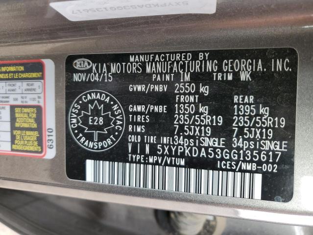 Photo 14 from auction – 2016 KIA SORENTO SX with VIN 5XYPKDA53GG135617