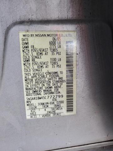 Photo 14 from auction – 2005 NISSAN PATHFINDER with VIN 5N1AR18W45C772799