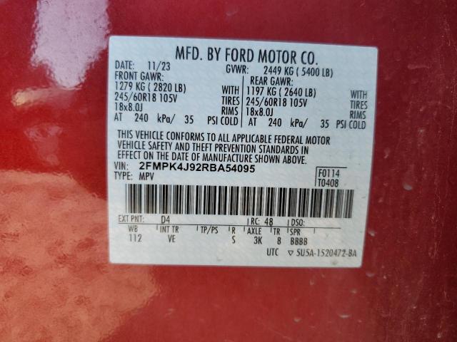 Photo 14 from auction – 2024 FORD EDGE SEL with VIN 2FMPK4J92RBA54095