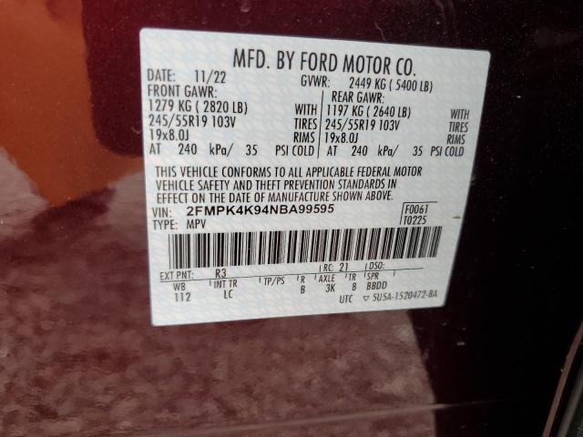 Photo 14 from auction – 2022 FORD EDGE TITAN with VIN 2FMPK4K94NBA99595