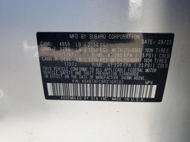 Photo 14 from auction – 2024 SUBARU OUTBACK PR with VIN 4S4BTAFC8R3168502