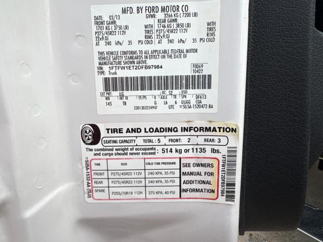Photo 10 from auction – 2013 FORD F150 SUPER with VIN 1FTFW1ET2DFB97984