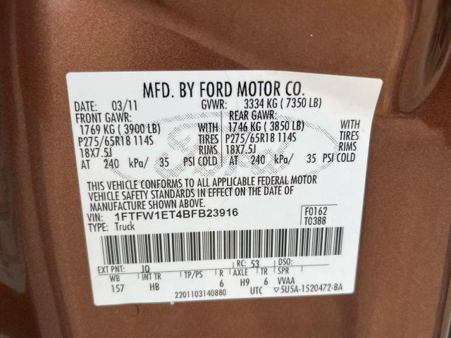 Photo 10 from auction – 2011 FORD F150 SUPER with VIN 1FTFW1ET4BFB23916
