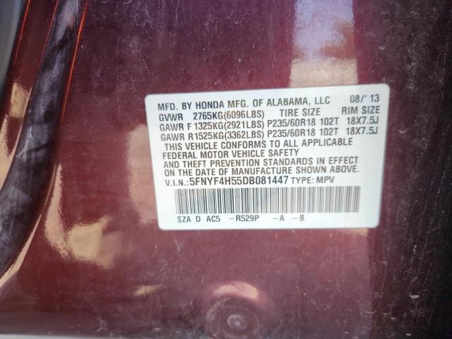 Photo 14 from auction – 2013 HONDA PILOT EXL with VIN 5FNYF4H55DB081447