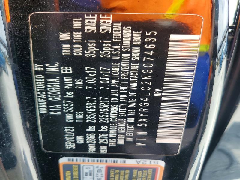 Снимка 14 от търг – 2022 KIA SORENTO с VIN 5XYRG4LC2NG074635