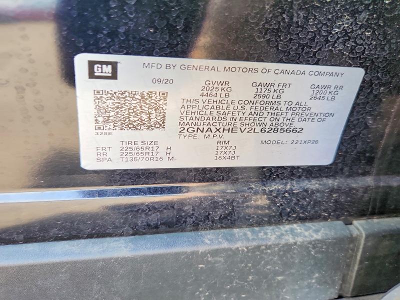 Photo 14 from auction – 2020 CHEVROLET EQUINOX with VIN 2GNAXHEV2L6285662