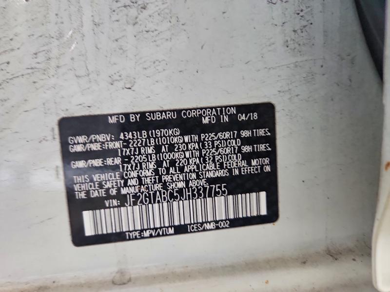 Photo 14 from auction – 2018 SUBARU CROSSTREK with VIN JF2GTABC5JH337755