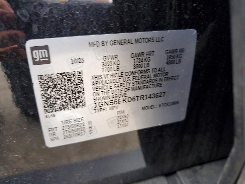 Photo 14 from auction – 2026 CHEVROLET SUBURBAN with VIN 1GNS6EKD6TR143627