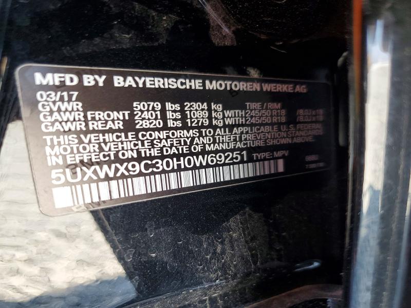 Photo 14 from auction – 2017 BMW X3 with VIN 5UXWX9C30H0W69251