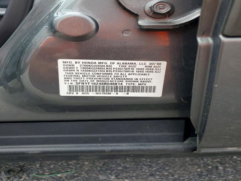 Zdjęcie 14 z aukcji – 2008 HONDA PILOT z VIN 5FNYF18248B046814