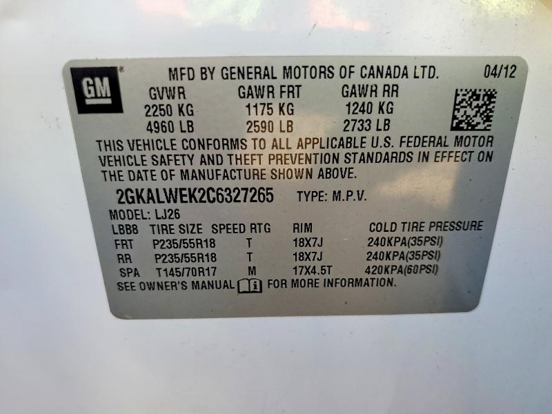 Фото 14 с аукциона – 2012 GMC TERRAIN с VIN 2GKALWEK2C6327265