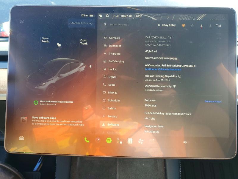 Photo 9 from auction – 2022 TESLA MODEL Y with VIN 7SAYGDEE3NF459061