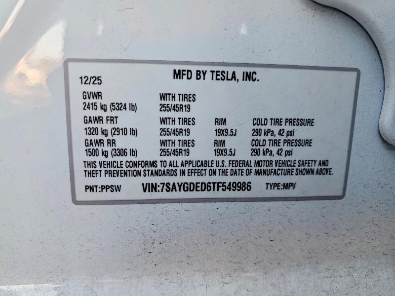 Снимка 14 от търг – 2026 TESLA MODEL Y с VIN 7SAYGDED6TF549986