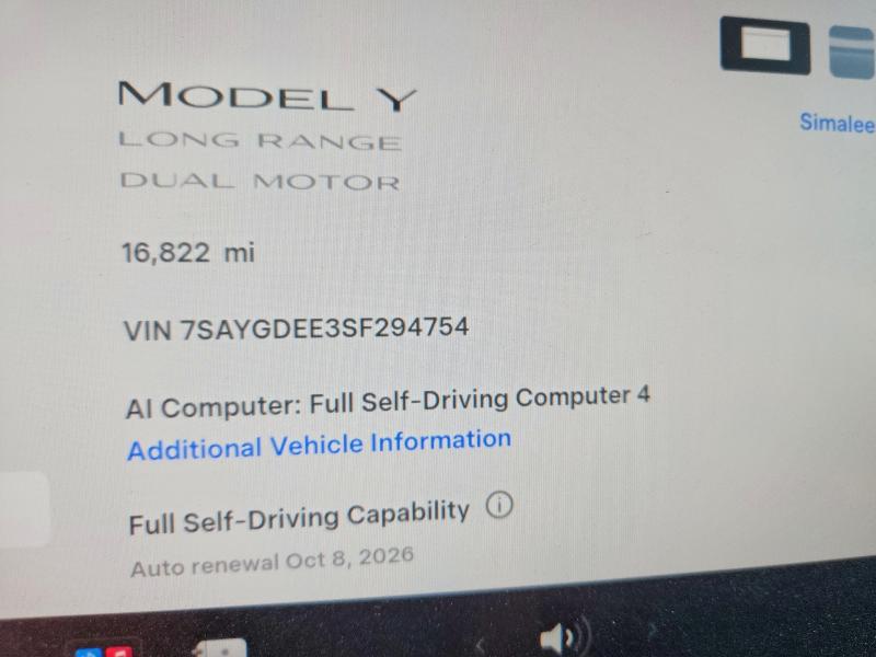 Фото 9 с аукциона – 2025 TESLA MODEL Y с VIN 7SAYGDEE3SF294754